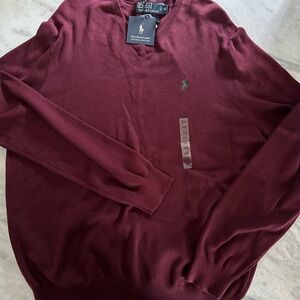 Polo by Ralph Lauren Maroon V-Neck Sweater